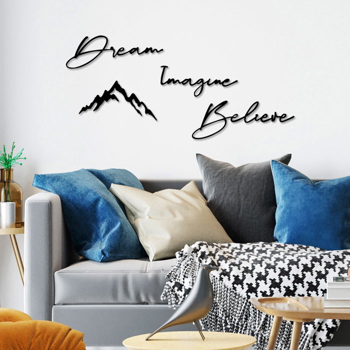 Wallity Dream Imagine Belive Escultura de Pared de Metal Negra